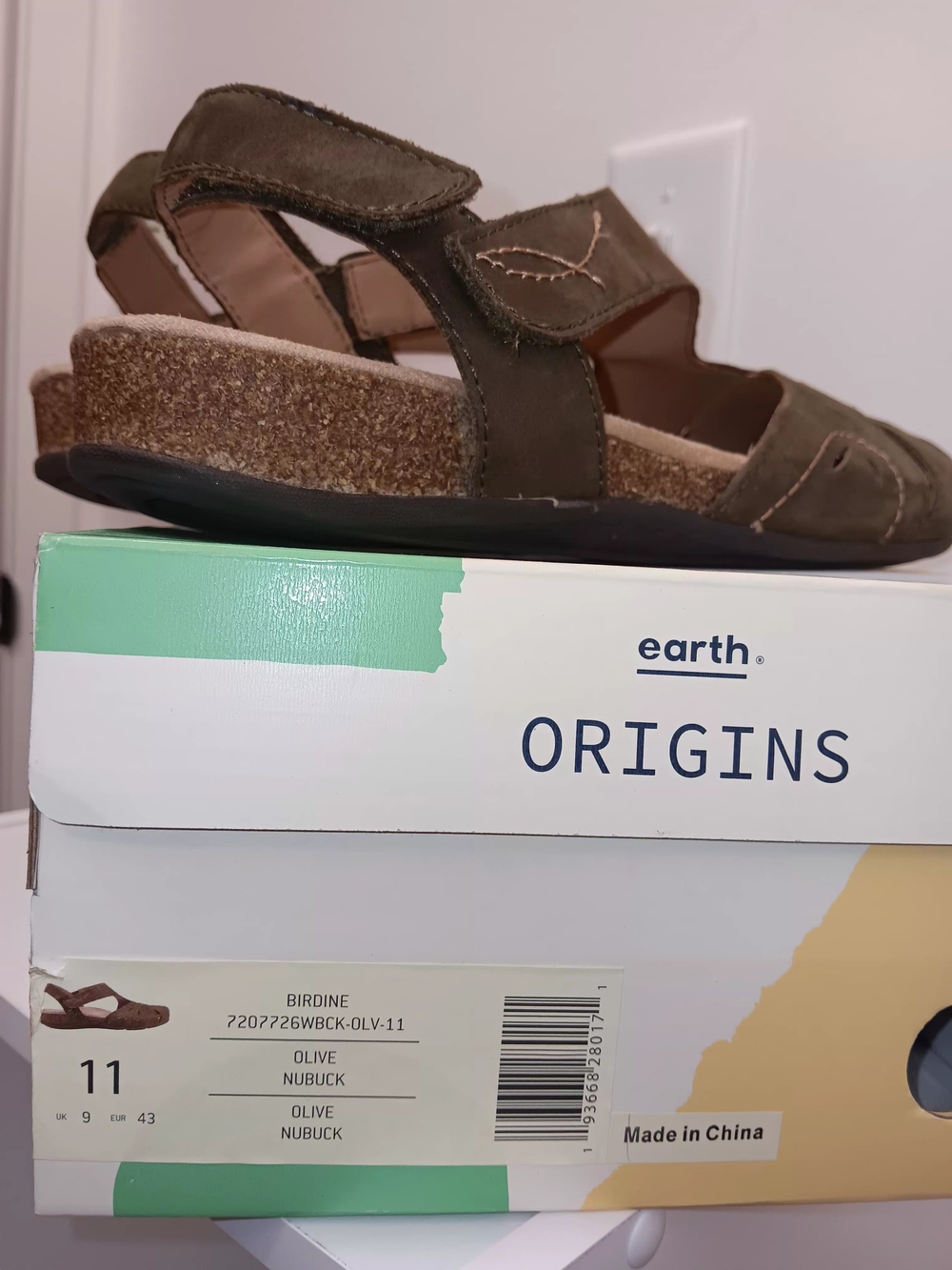 Earth  Olive Nubuck Slingback Sandal with Cork Footbed
